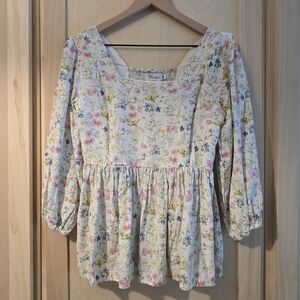 Mome Floral Print Nursing Blouse - Small